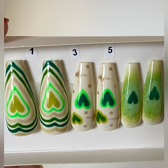 Handmade press on nails. Long coffin shape. StPatrick’s day. 20 nails. 10 sizes - Picture 8 of 16